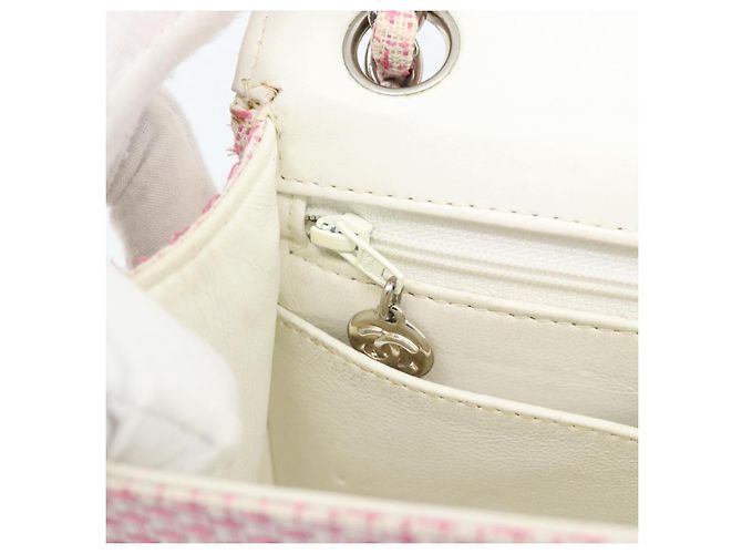 CHANEL Matelasse Chain Shoulder Bag Canvas Pink Silver CC - vista 22