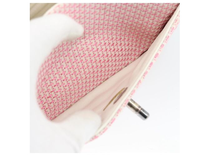 CHANEL Matelasse Chain Shoulder Bag Canvas Pink Silver CC - vista 24