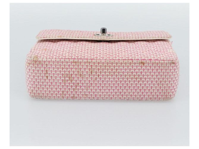 CHANEL Matelasse Chain Shoulder Bag Canvas Pink Silver CC - vista 5