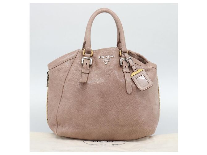 PRADA Hand Bag Vittero Dino Leather Pink Gold Silver - vista 12