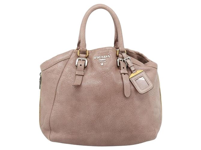 PRADA Hand Bag Vittero Dino Leather Pink Gold Silver - vista 13