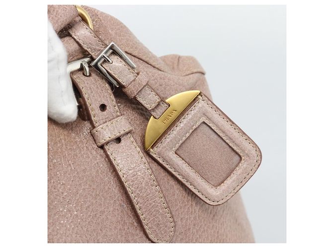 PRADA Hand Bag Vittero Dino Leather Pink Gold Silver - vista 17