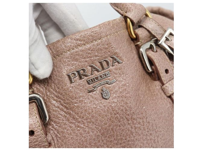 PRADA Hand Bag Vittero Dino Leather Pink Gold Silver - vista 18