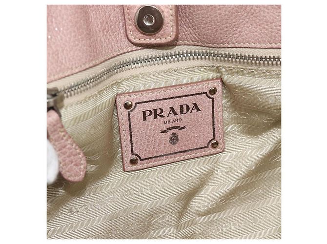 PRADA Hand Bag Vittero Dino Leather Pink Gold Silver - vista 19