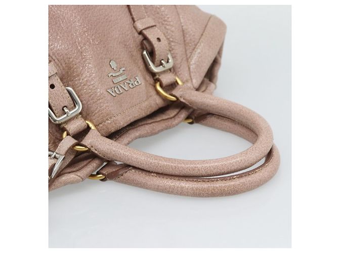 PRADA Hand Bag Vittero Dino Leather Pink Gold Silver - vista 7