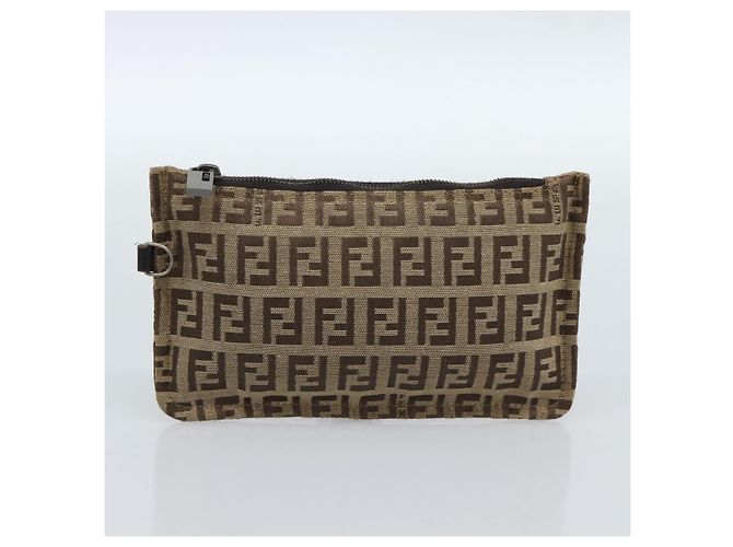 FENDI Zucchino Canvas Hand Bag Beige Silver - vista 22