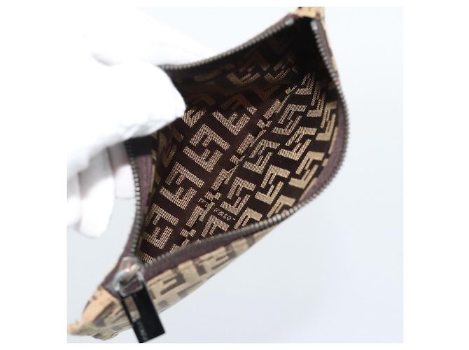 FENDI Zucchino Canvas Hand Bag Beige Silver - vista 24