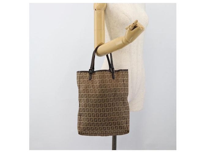 FENDI Zucchino Canvas Hand Bag Beige Silver - vista 25