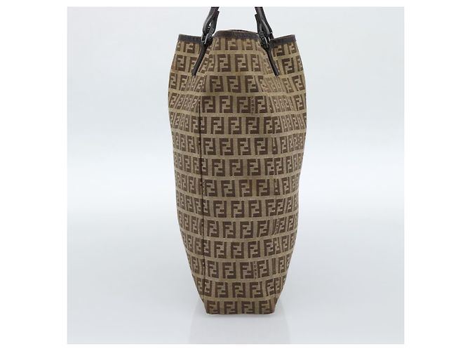 FENDI Zucchino Canvas Hand Bag Beige Silver - vista 4