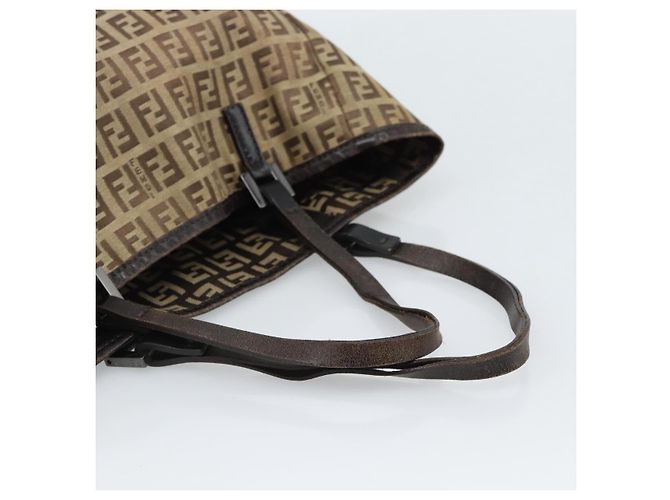 FENDI Zucchino Canvas Hand Bag Beige Silver - vista 7