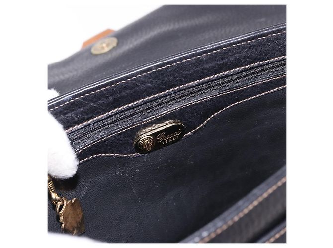 GUCCI Shoulder Bag Leather Black Gold - vista 17