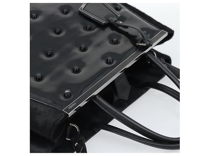 FENDI Hand Bag Patent Leather 2way Black Silver - vista 6