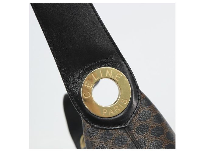 Céline CELINE Macadam Canvas Shoulder Bag PVC Leather Black Gold - vista 14