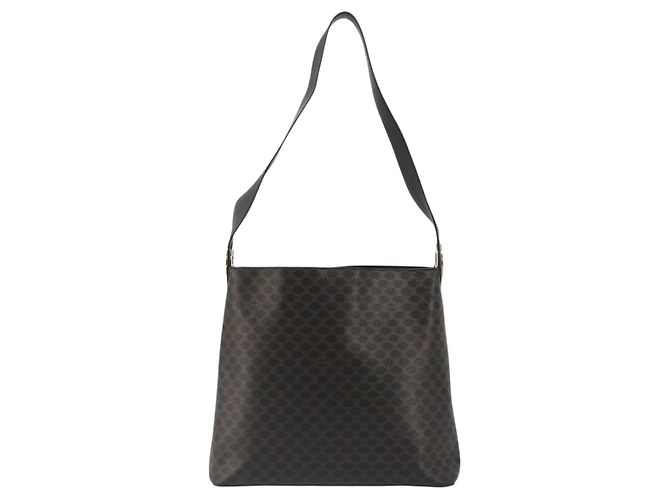 Céline CELINE Macadam Canvas Shoulder Bag PVC Leather Black Gold - vista 2