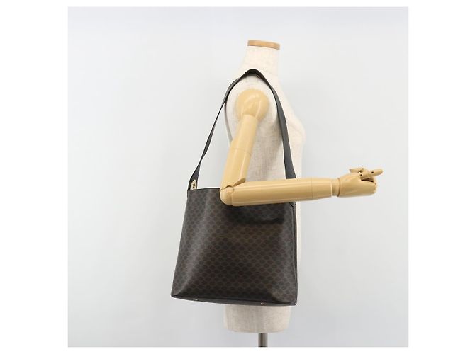 Céline CELINE Macadam Canvas Shoulder Bag PVC Leather Black Gold - vista 23