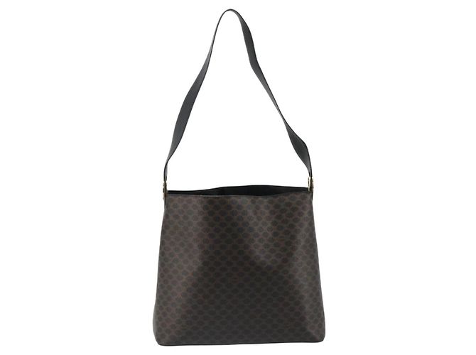 Céline CELINE Macadam Canvas Shoulder Bag PVC Leather Black Gold - vista 3