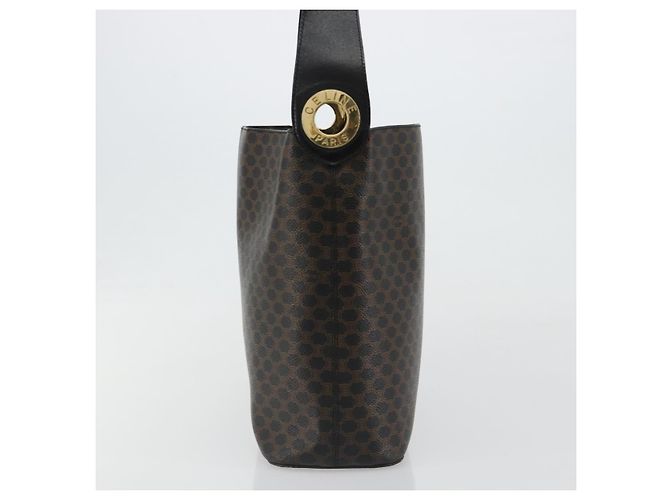 Céline CELINE Macadam Canvas Shoulder Bag PVC Leather Black Gold - vista 4