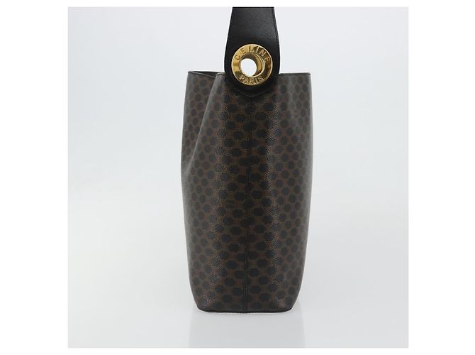 Céline CELINE Macadam Canvas Shoulder Bag PVC Leather Black Gold - vista 5