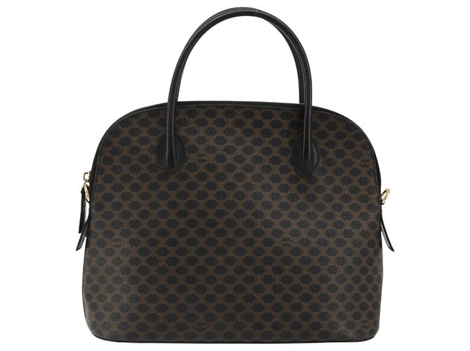 Céline CELINE Macadam Canvas Hand Bag PVC Leather Black Gold - vista 2