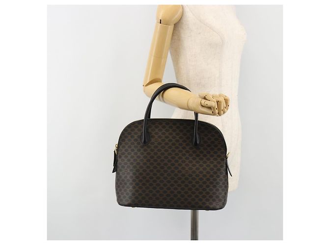 Céline CELINE Macadam Canvas Hand Bag PVC Leather Black Gold - vista 22