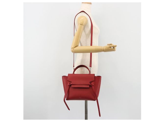 Céline CELINE Belt Bag Micro Hand Bag Leather 2way Red Silver - vista 24