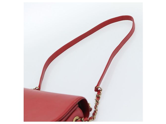 CHANEL Chain Shoulder Bag Calf Skin Red CC - view 10