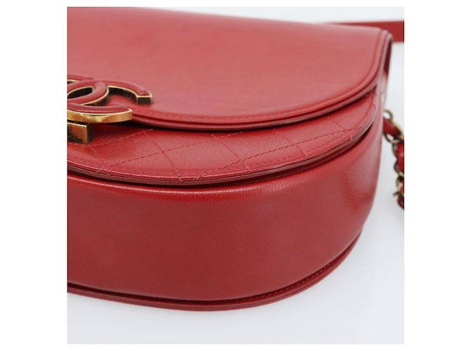 CHANEL Chain Shoulder Bag Calf Skin Red CC - view 12