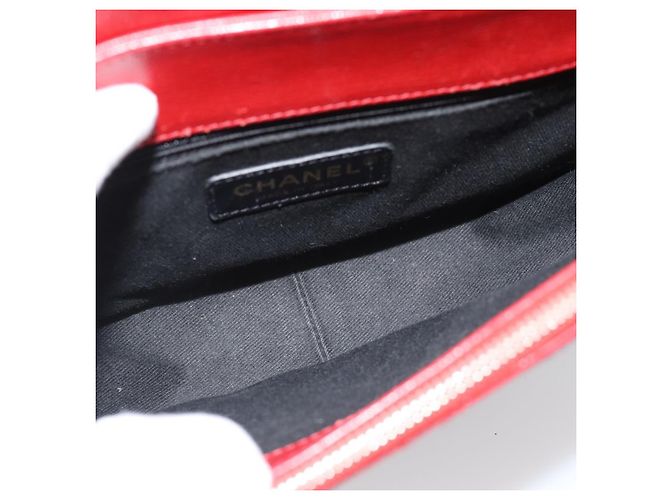 CHANEL Chain Shoulder Bag Calf Skin Red CC - view 19