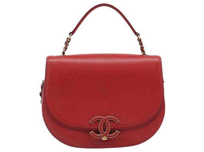CHANEL Chain Shoulder Bag Calf Skin Red CC - view 2