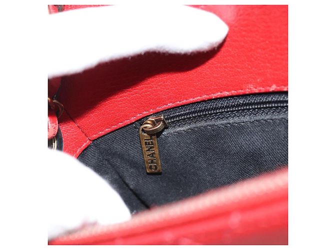 CHANEL Chain Shoulder Bag Calf Skin Red CC - view 22