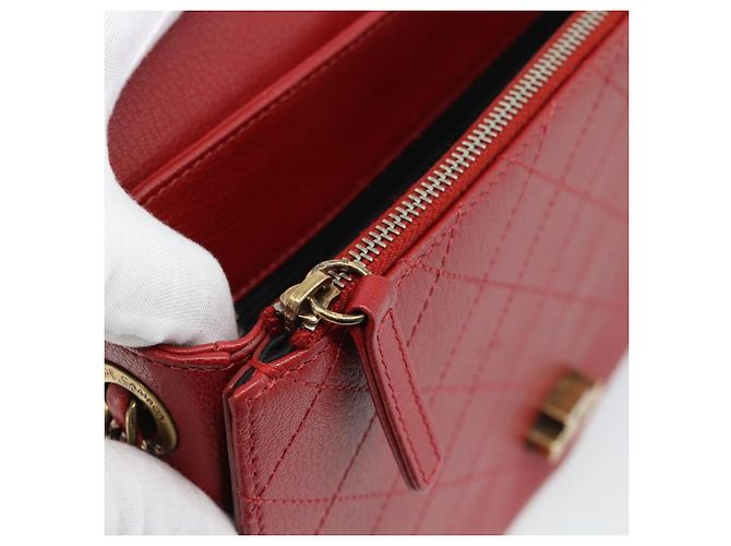 CHANEL Chain Shoulder Bag Calf Skin Red CC - view 24