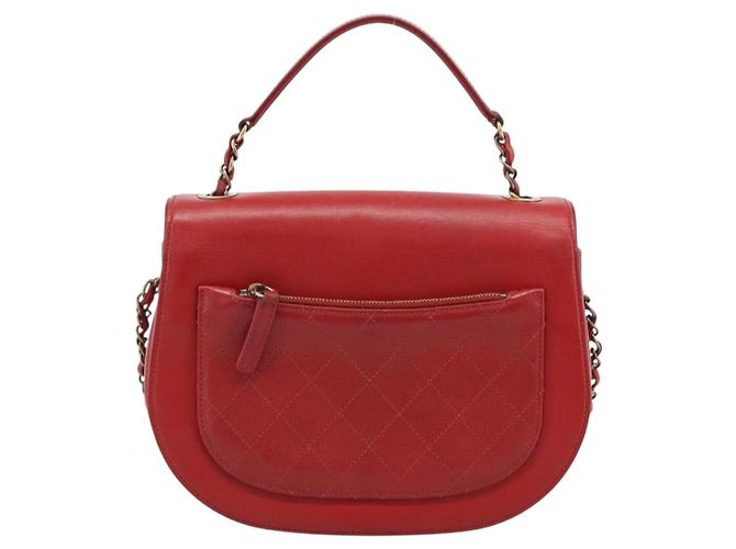 CHANEL Chain Shoulder Bag Calf Skin Red CC - view 3