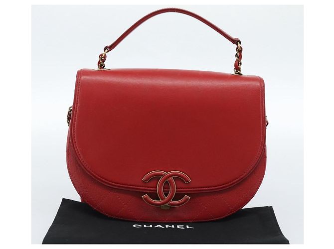 CHANEL Chain Shoulder Bag Calf Skin Red CC - view 30