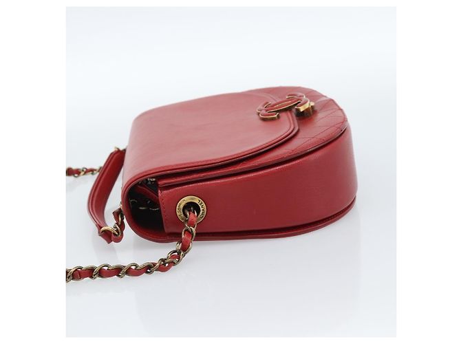 CHANEL Chain Shoulder Bag Calf Skin Red CC - view 4