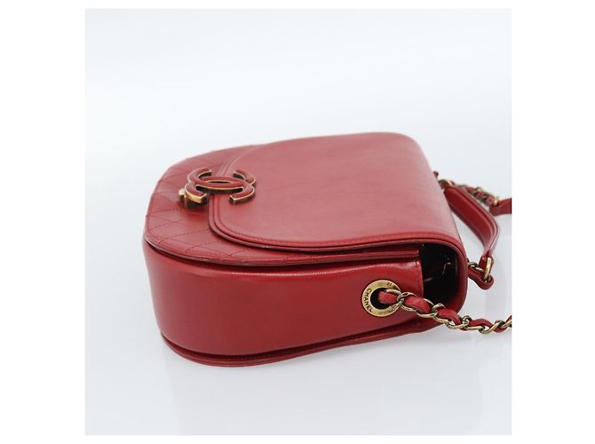 CHANEL Chain Shoulder Bag Calf Skin Red CC - view 5