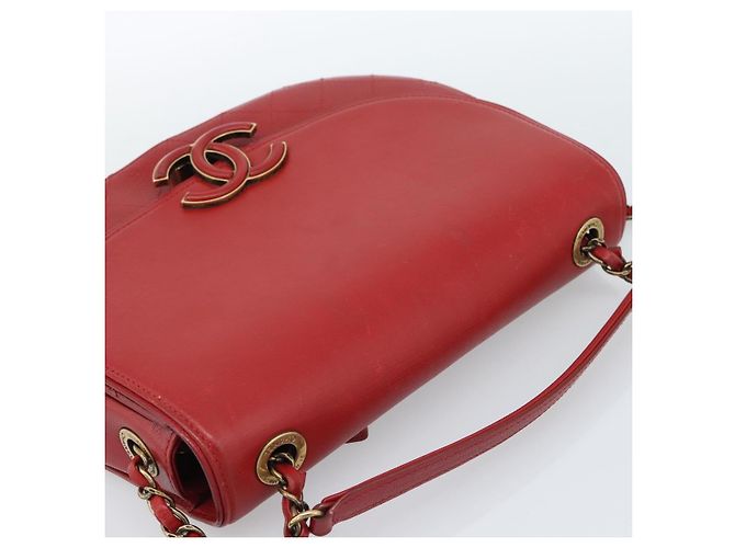 CHANEL Chain Shoulder Bag Calf Skin Red CC - view 6