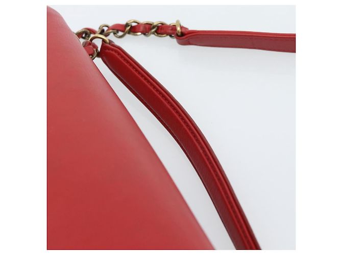 CHANEL Chain Shoulder Bag Calf Skin Red CC - view 8