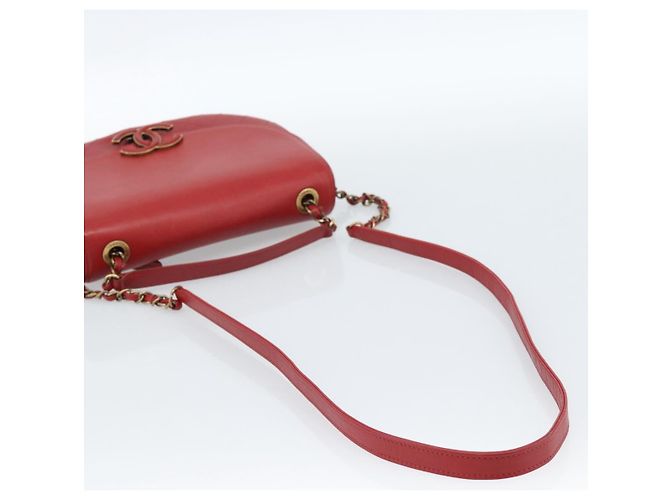 CHANEL Chain Shoulder Bag Calf Skin Red CC - view 9