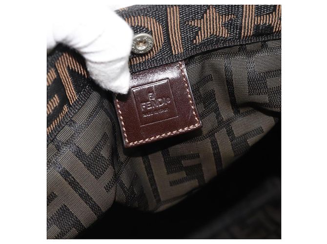 FENDI Zucca Canvas Hand Bag Black Brown - vista 14