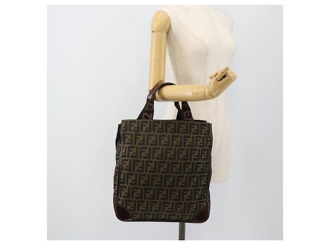 FENDI Zucca Canvas Hand Bag Black Brown - vista 20