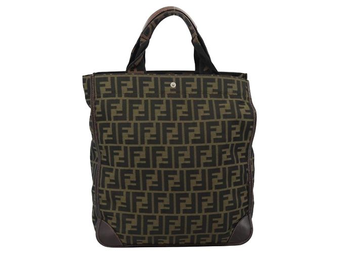 FENDI Zucca Canvas Hand Bag Black Brown - vista 3