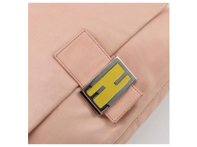 FENDI Mamma Baguette Shoulder Bag Leather Pink Silver - vista 16