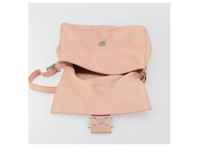 FENDI Mamma Baguette Shoulder Bag Leather Pink Silver - vista 17