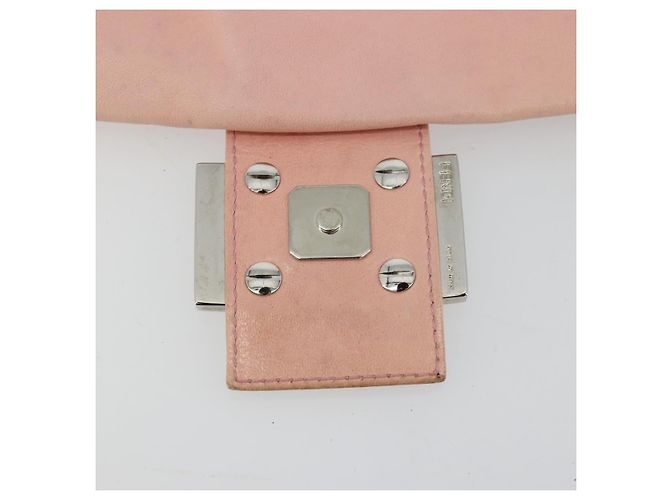FENDI Mamma Baguette Shoulder Bag Leather Pink Silver - vista 18