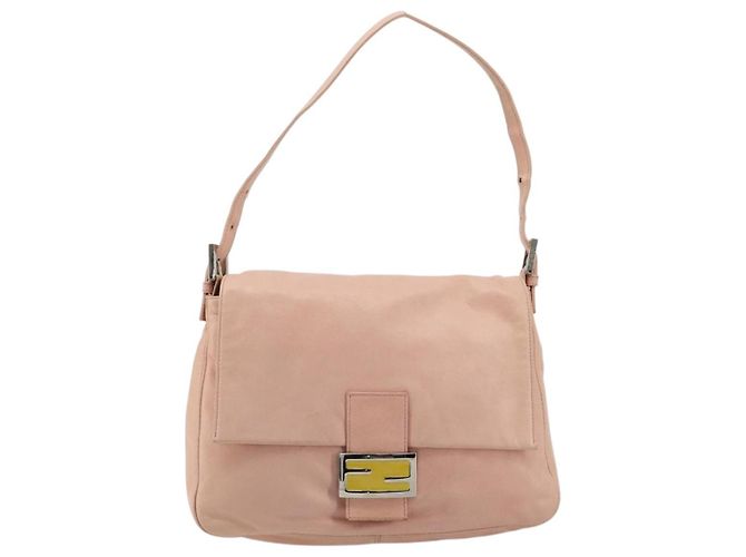 FENDI Mamma Baguette Shoulder Bag Leather Pink Silver - vista 2