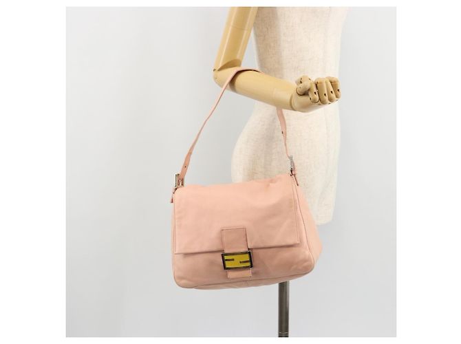 FENDI Mamma Baguette Shoulder Bag Leather Pink Silver - vista 26