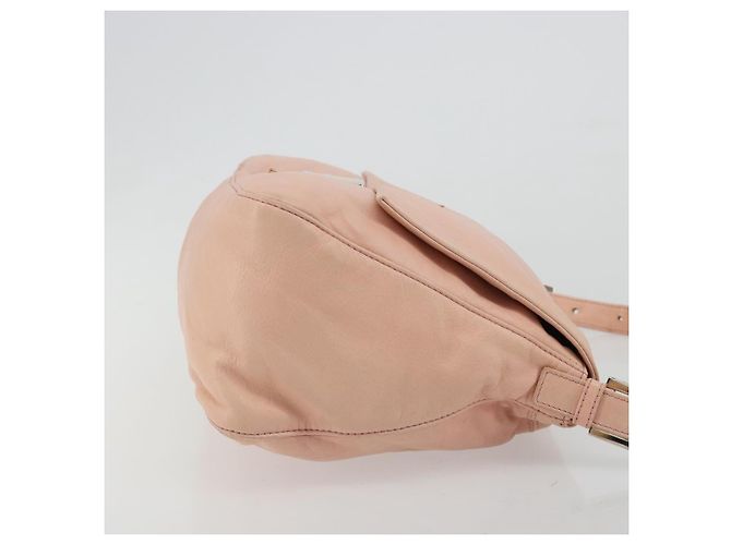 FENDI Mamma Baguette Shoulder Bag Leather Pink Silver - vista 4