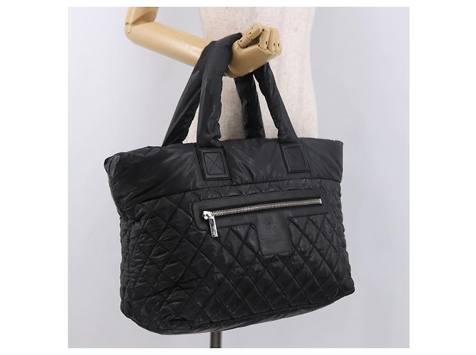 CHANEL Cococoon Tote Bag Nylon Black Silver CC - vista 24