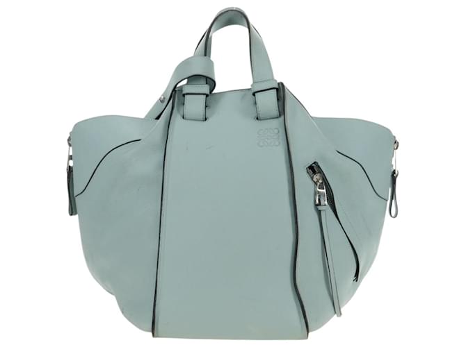 LOEWE Hammock Medium Hand Bag Leather 2way Light Blue Silver - vista 13