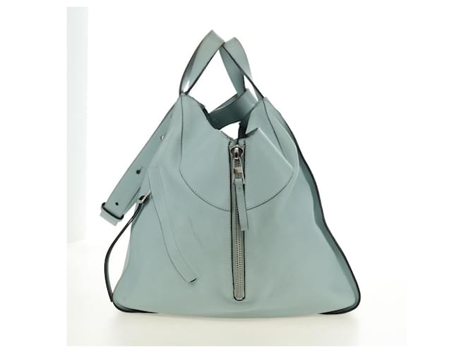 LOEWE Hammock Medium Hand Bag Leather 2way Light Blue Silver - vista 3